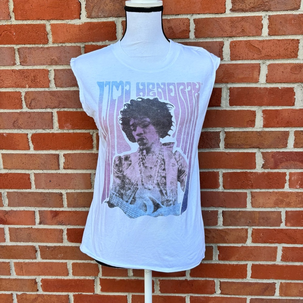 Authentic Jimi Hendrix White Graphic Sleeveless Tank Top Womens Small